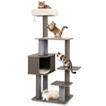 Carica l'immagine nel visualizzatore della galleria, Multi-level cat tree by DirectDeals, 59.5-inch tall with cushioned top perch in beige/brown
