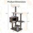 Carica l'immagine nel visualizzatore della galleria, DirectDeals multi-level cat tree, 59.5-inch tall indoor cat tower with cushioned top perch and gray sisal posts
