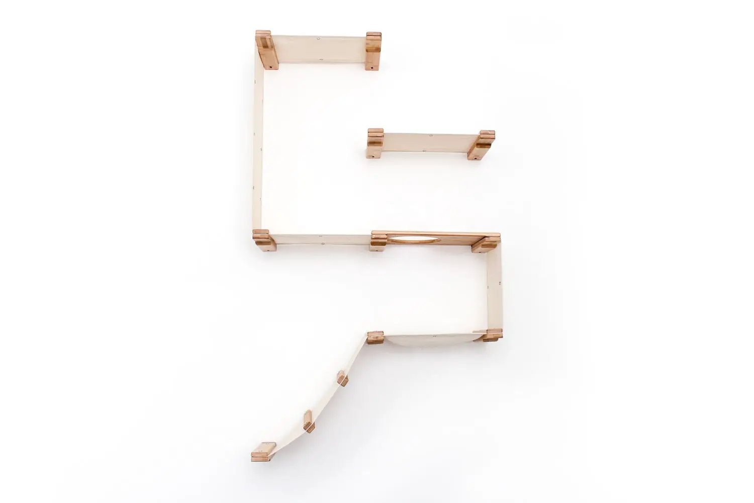 The Deluxe Cat Fort - Modern Cat Condo by Catastrophic Creations, natural wood modular frame pieces