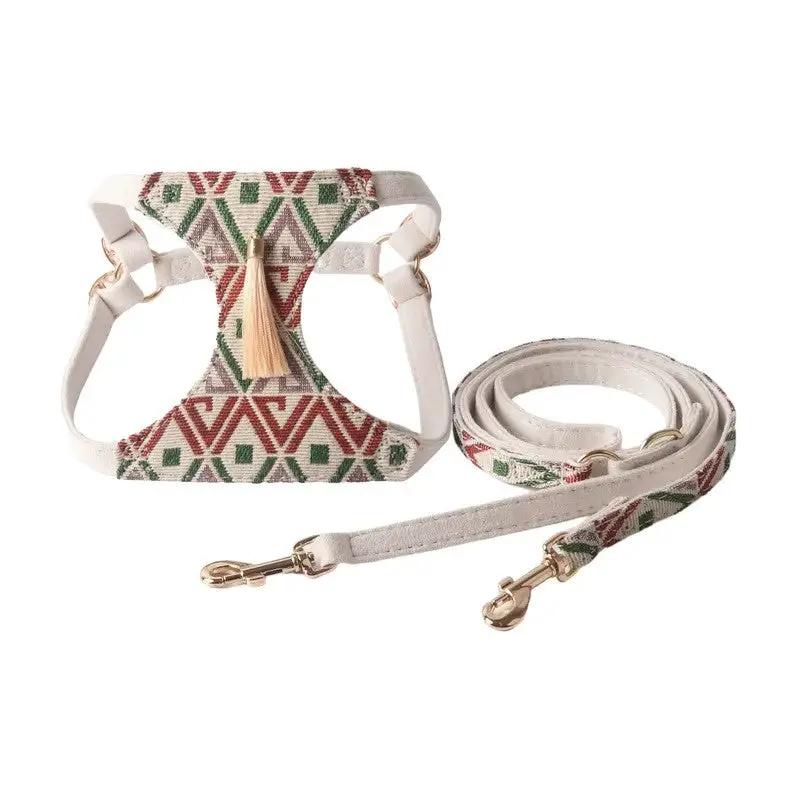 Boho Tassel Dog Harness And Leash Set Adjustable Tribal Vest by Jane's Pet Boutique