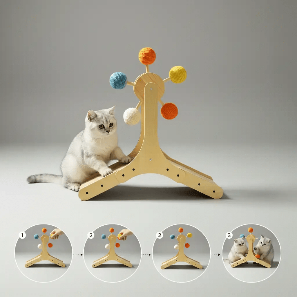 FelineFlow Premium Interactive Ferris Wheel Cat Scratcher For Kitten And Adult Cats by Midfox