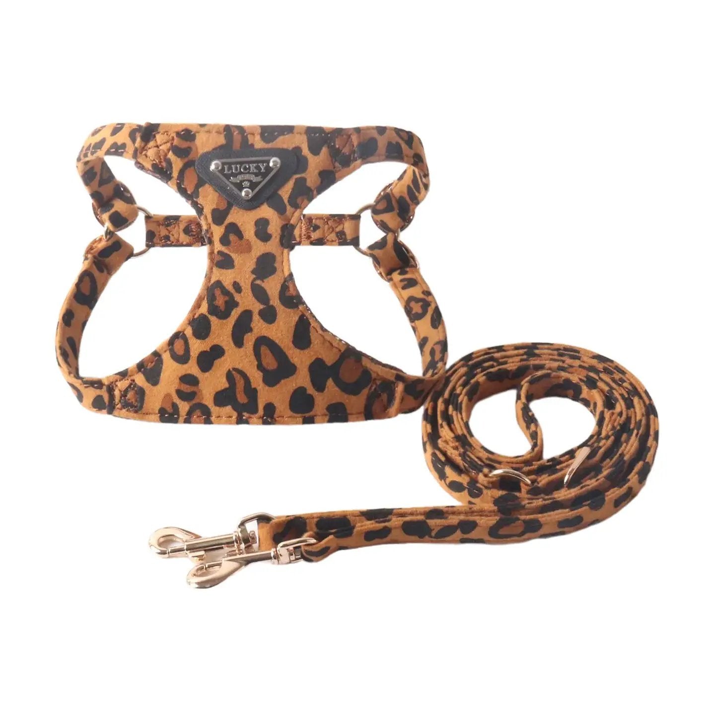 Leopard Print Dog Harness And Leash Set Adjustable Boutique Vest by Jane's Pet Boutique