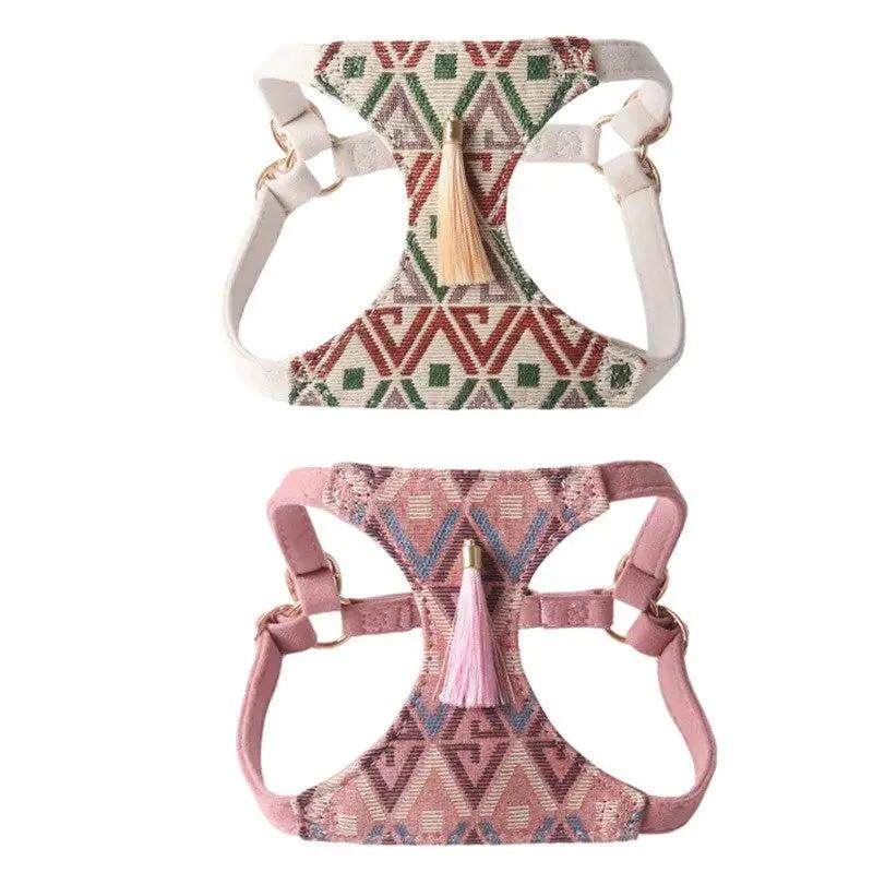 Boho Tassel Dog Harness And Leash Set Adjustable Tribal Vest by Jane's Pet Boutique