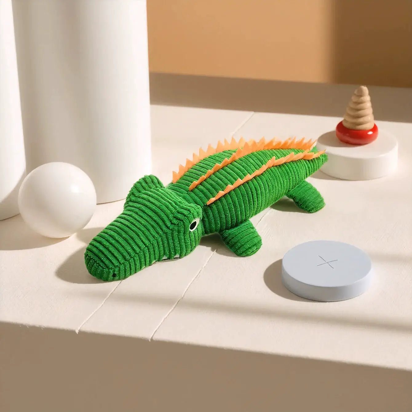 Premium Corduroy Alligator Squeaky Plush Chew Toy For Small Dogs by Jane's Pet Boutique