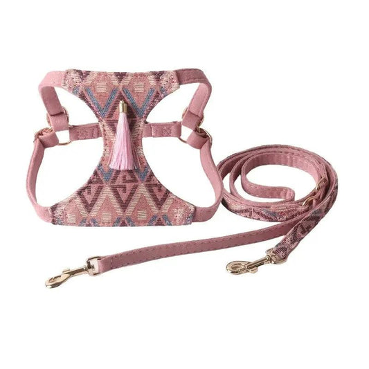 Boho Tassel Dog Harness And Leash Set Adjustable Tribal Vest by Jane's Pet Boutique