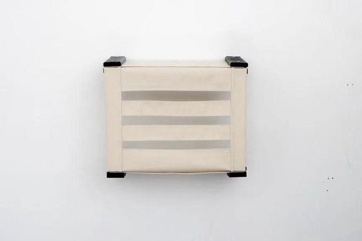 Enclosed Cat Bed - Cat Wall Cubby by Catastrophic Creations, cream fabric with slatted front