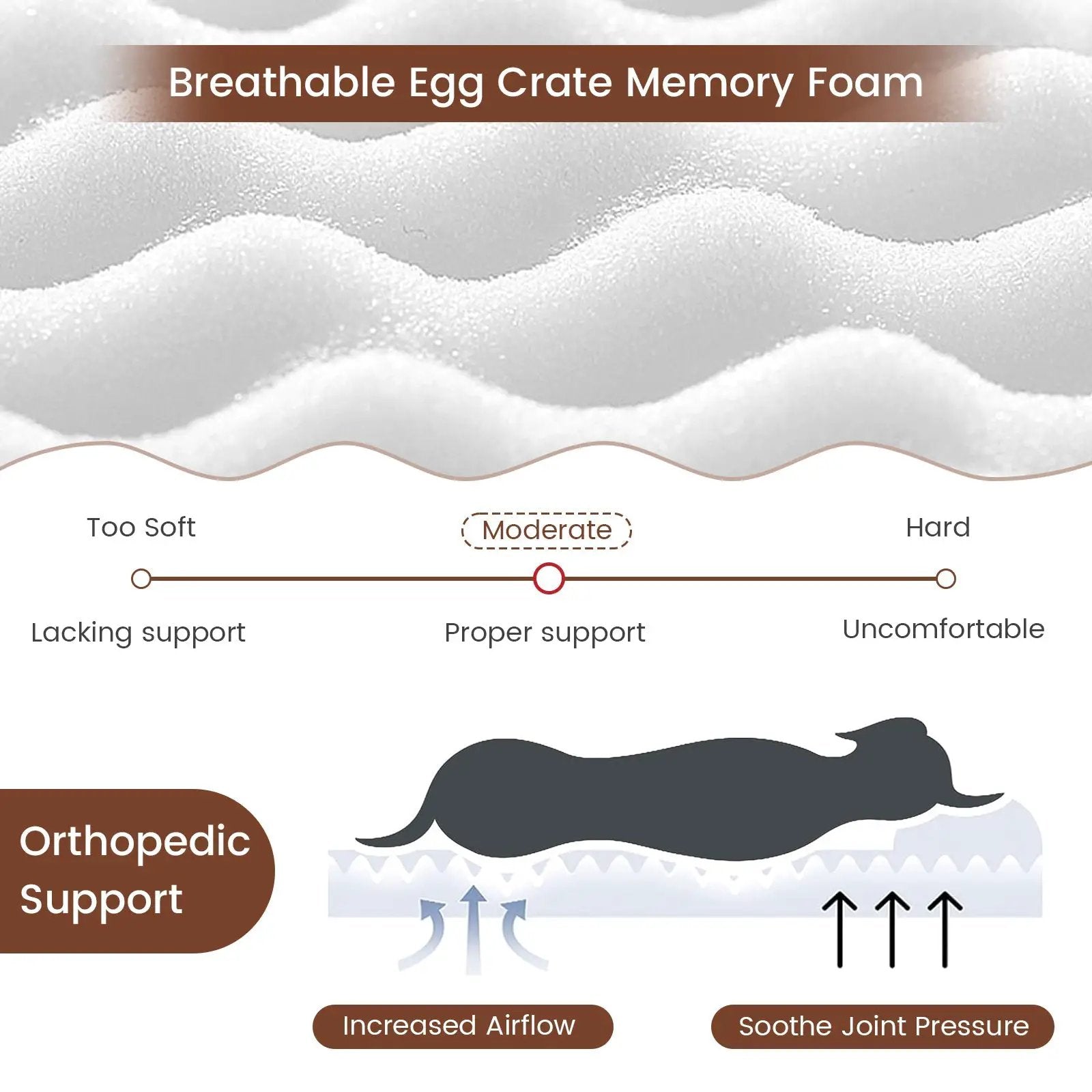 Orthopedic Dog Bed with Memory Foam Support for Large Dogs by DirectDeals