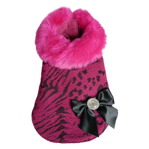 Belle Faux Fur Trim Dog Coat