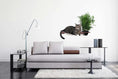 Load image into Gallery viewer, Cat Hammock Wall with Planter, white hammock with brown ends mounted above a gray sofa with a green plant
