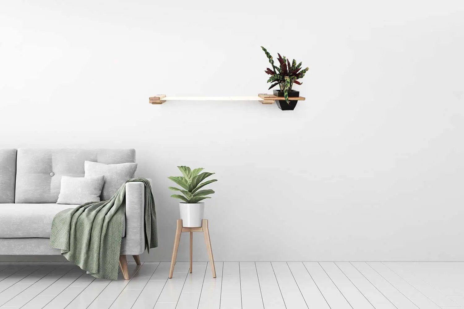 Cat Hammock Wall with Planter by Catastrophic Creations; white hammock with wood mounts and planter at end