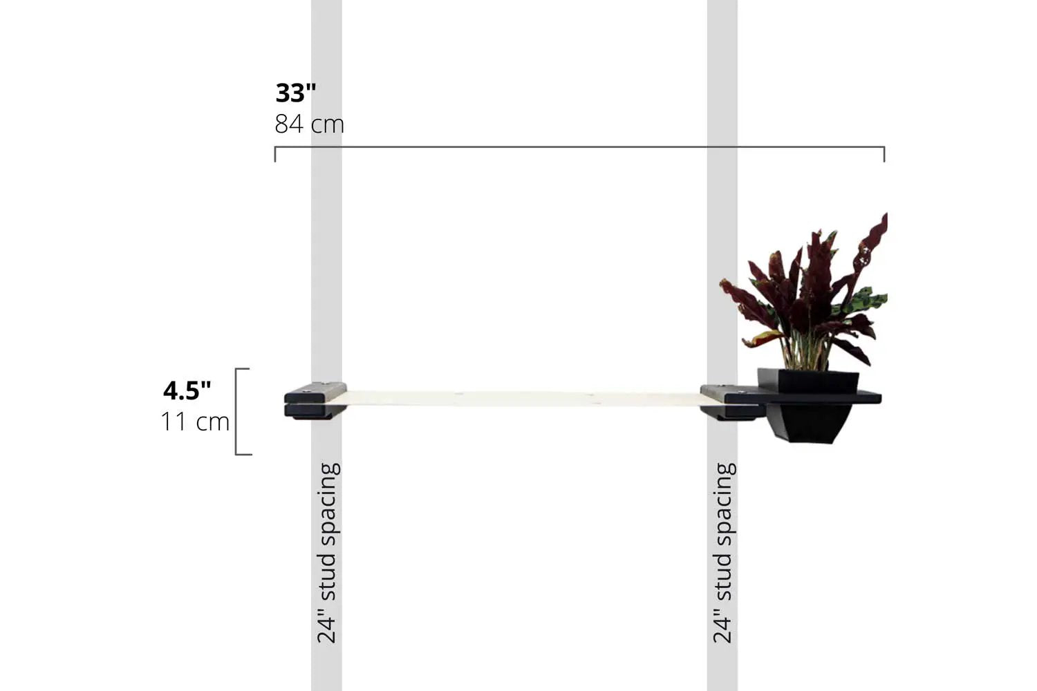 Cat Hammock Wall with Planter, beige wooden hammock mounted on wall with a black planter on the right.