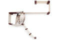 Carica l'immagine nel visualizzatore della galleria, The Play Cat Play Wall System by Catastrophic Creations; beige wood cat condo with brown caps and hanging ramp.
