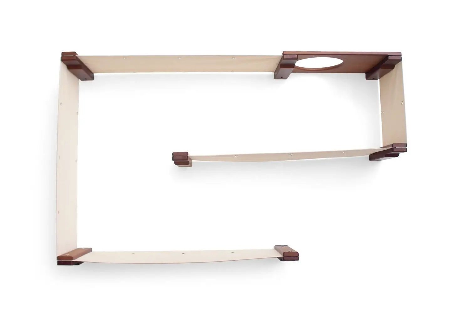 Cat Maze Wall - 3 Tier Cat Tree by Catastrophic Creations; wooden beige cat condo with brown accents