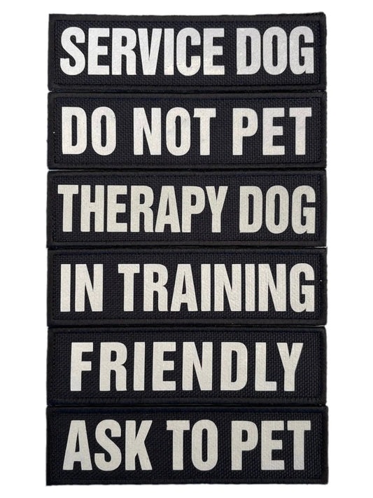 Black Reflective High Vis Pet Tag Patch Waterproof 4.5 X 1 Inch Hook by kiloninerpets
