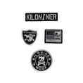 Carica l'immagine nel visualizzatore della galleria, Kiloniner 4 Mini Patches Tessuti E Logo Stencil Con Retro In Velcro
