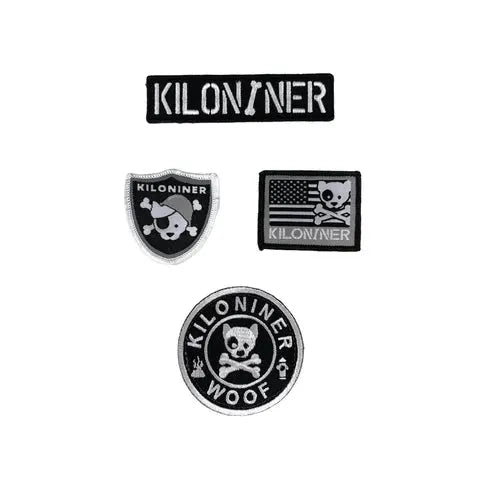 Kiloniner 4 Mini Patches Tessuti E Logo Stencil Con Retro In Velcro
