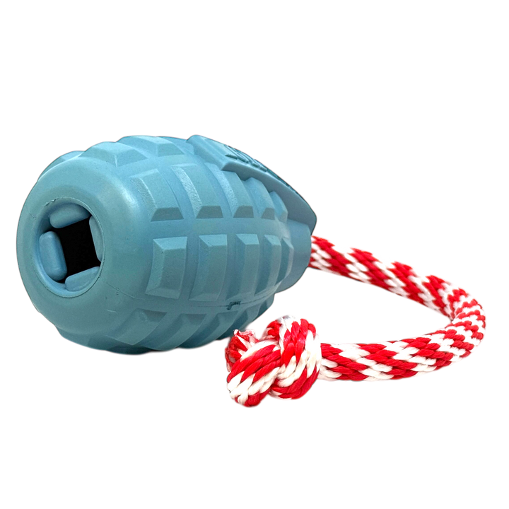 SodaPup USA-K9 Grenade rubber reward toy in steel blue, view 6