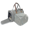 Load image into Gallery viewer, Mr. Peanut's Gold Series Big Apple XL Expandable Pet Carrier V3.0, gray fabric with brown handles, air travel approved.
