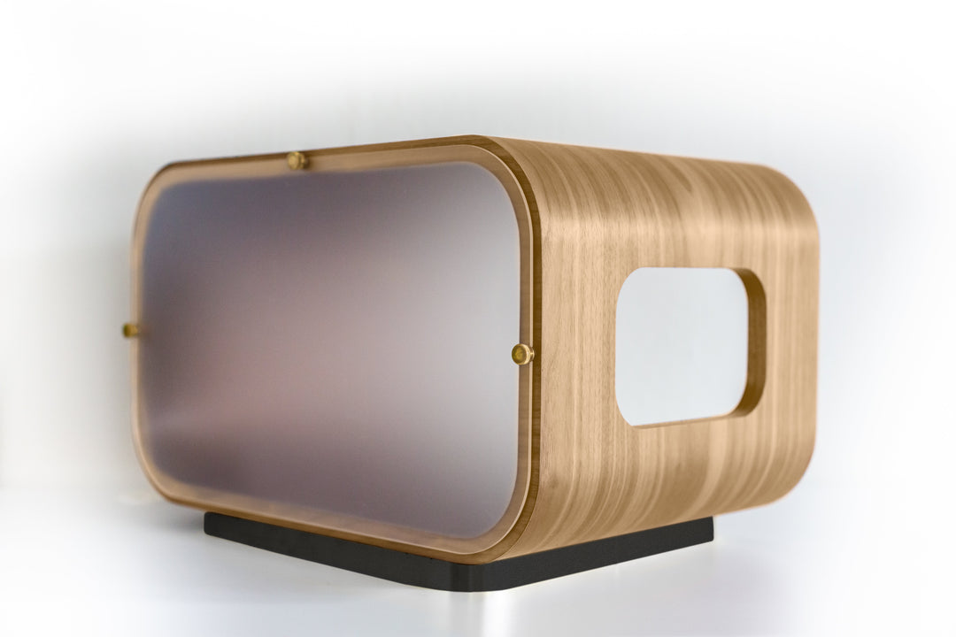 LUNA Modern Cat Bed &amp; Side Table, White Oak
