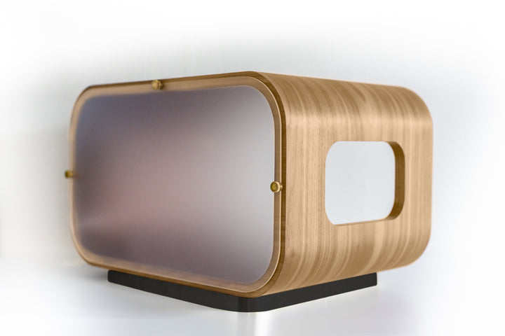 LUNA Modern Cat Bed &amp; Side Table, White Oak