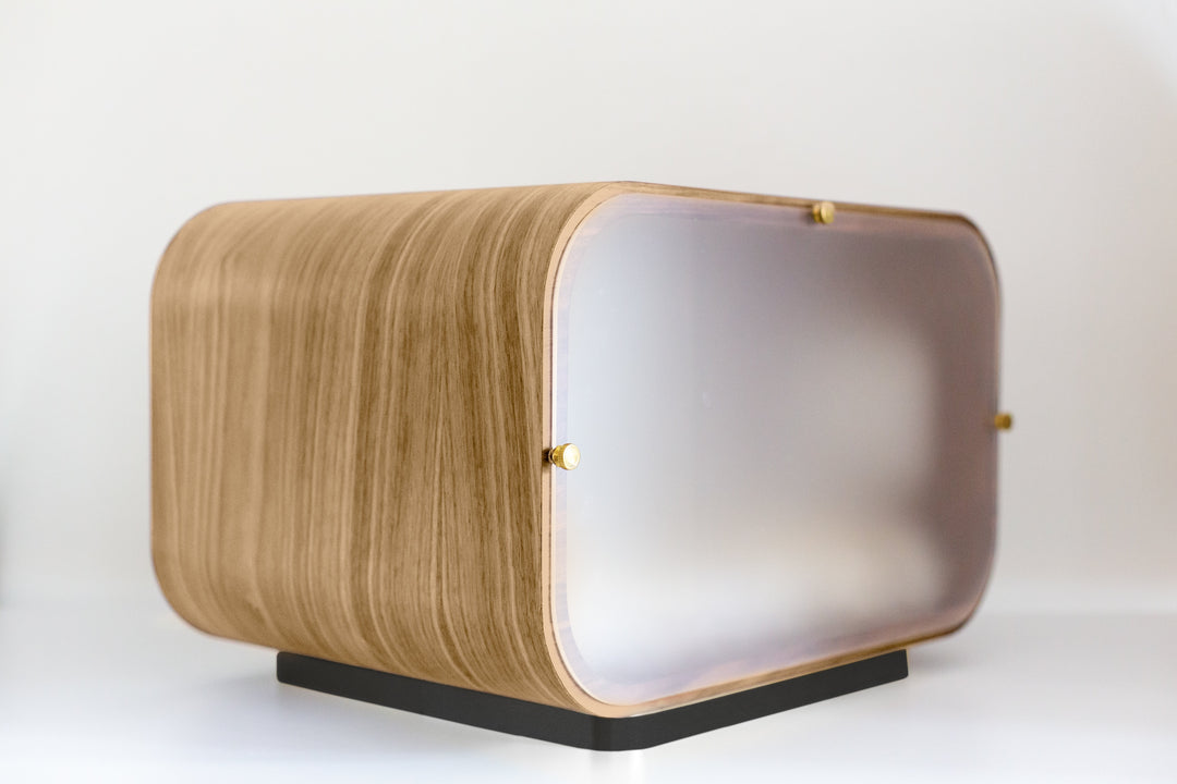 LUNA Modern Cat Bed &amp; Side Table, White Oak