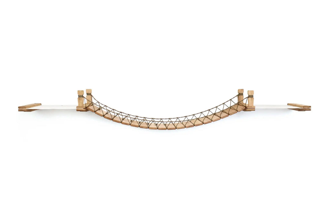 Double Cat Hammock and Climbing Bridge Combo cat bridge by Catastrophic Creations; natural wood and rope