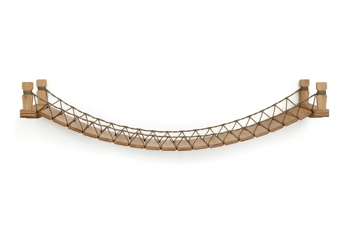 Cat Bridge for Wall by Catastrophic Creations; natural wood slats on brown rope lattice