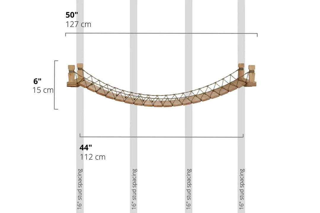 Cat Bridge for Wall by Catastrophic Creations; wooden rope-lattice cat perch, wall-mounted, 50in long