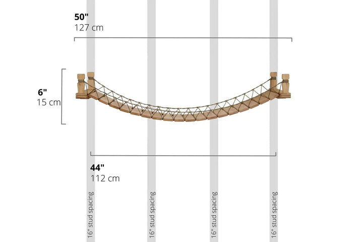 Cat Bridge for Wall by Catastrophic Creations; wooden rope-lattice cat perch, wall-mounted, 50in long