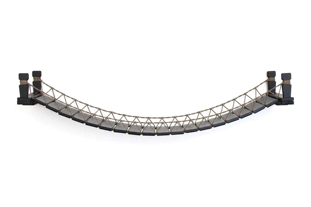 Cat Bridge for Wall curved wall-mounted cat perch with wood slats and rope netting