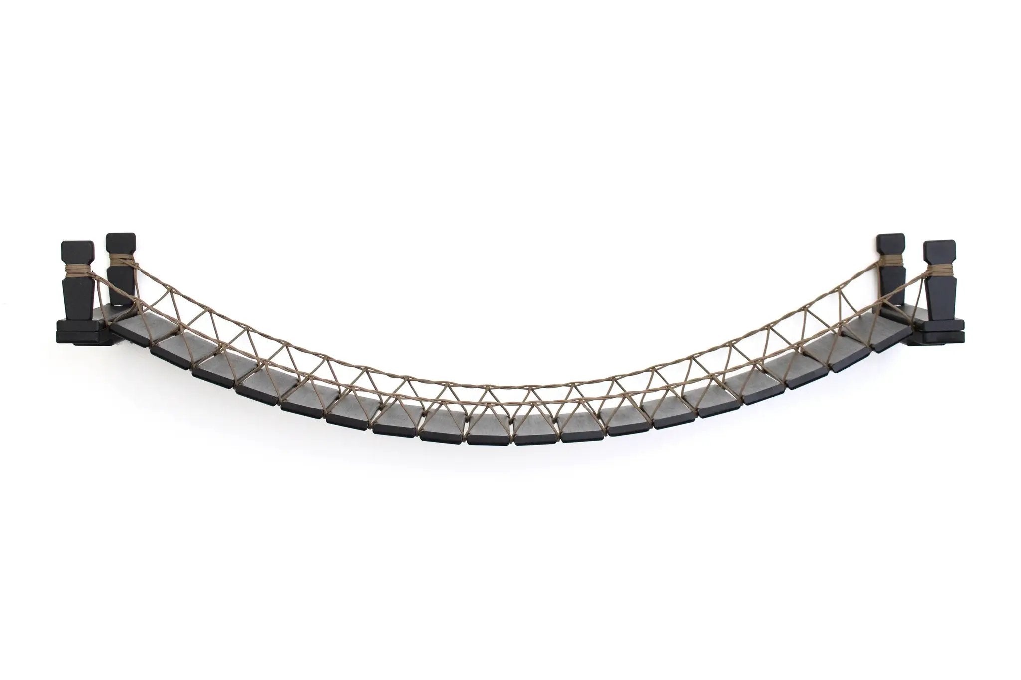 Cat Bridge for Wall curved wall-mounted cat perch with wood slats and rope netting