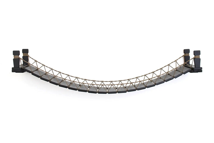 Cat Bridge for Wall curved wall-mounted cat perch with wood slats and rope netting