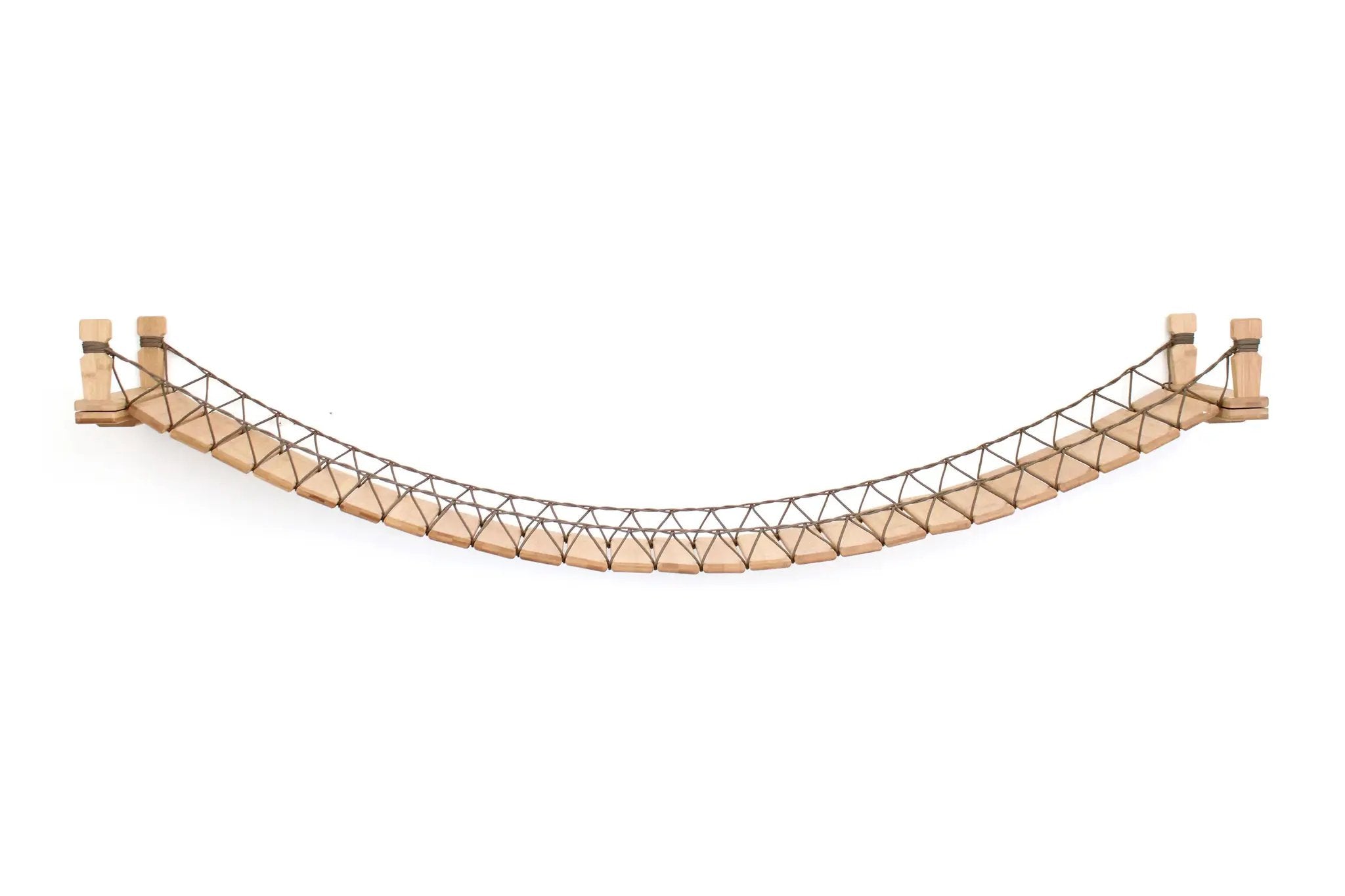 Cat Bridge for Wall natural wood cat perch with rope lattice, wall-mounted