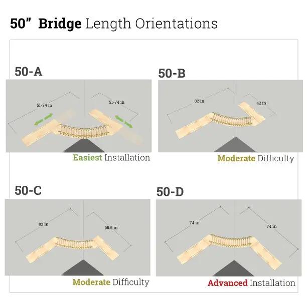 Corner Cat Shelf Bridge by Catastrophic Creations; wooden cat bridge, 50-inch length with four orientation options