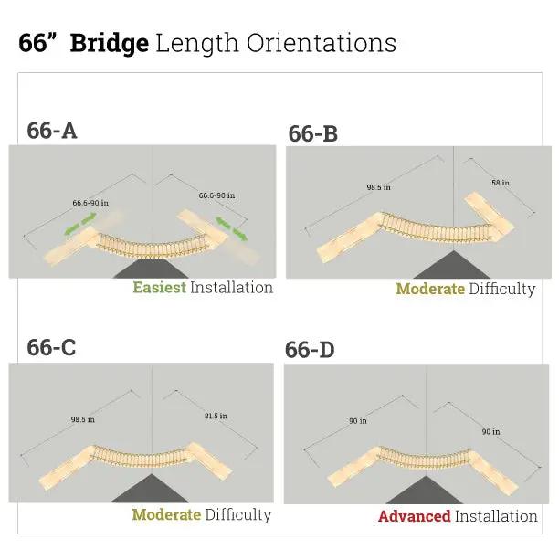 Corner Cat Shelf Bridge; wooden cat bridge with four orientations 66-A to 66-D.