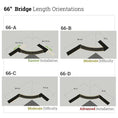 Load image into Gallery viewer, Corner Cat Shelf Bridge by Catastrophic Creations; black-and-yellow cat bridge with four 66-series length orientations.
