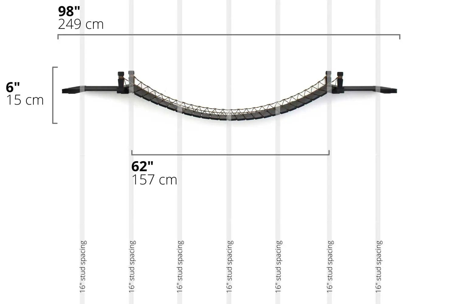 Catastrophic Creations Cat Wall Bridge and Shelf Set, curved black cat bridge with woven rope mesh