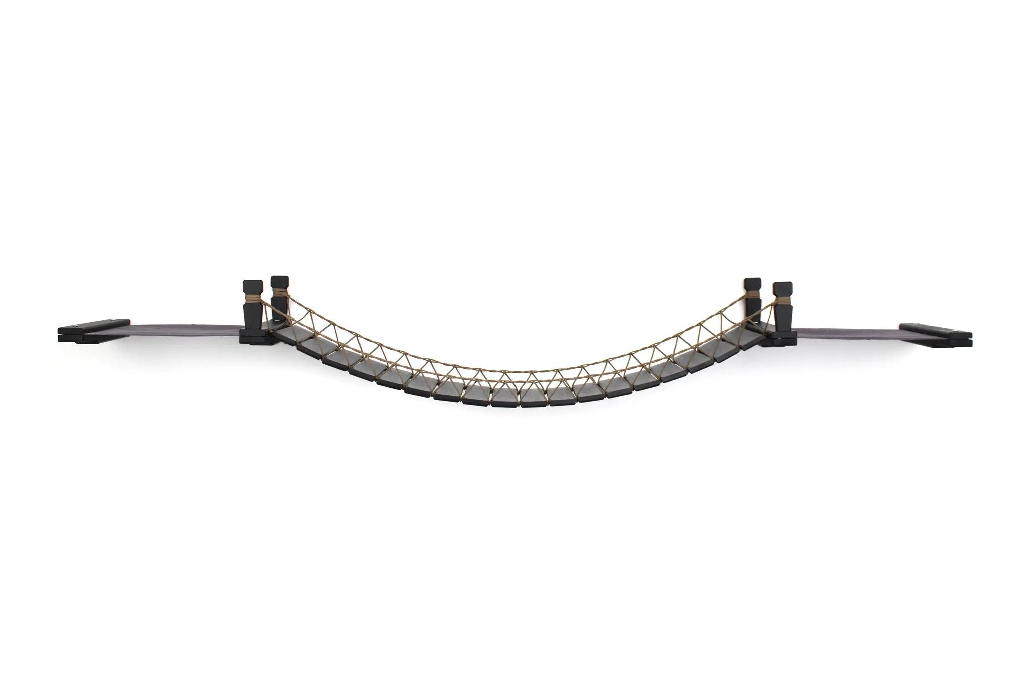 Double Cat Hammock and Climbing Bridge Combo cat bridge by Catastrophic Creations, curved rope bridge with dark gray pad panels