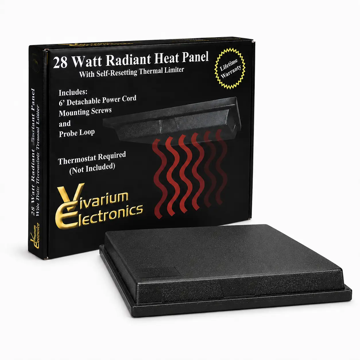 Vivarium Electronics Radiant Heat Panel, black 28W for reptile habitat heating by ReptiChip LLC.