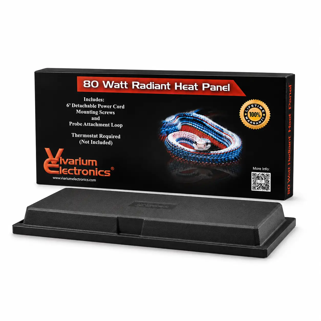 80 Watt Radiant Heat Panel by Vivarium Electronics; black plastic base.