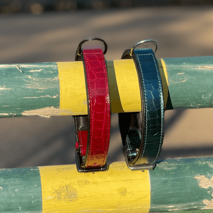 Halter Ego Breanna Red Croc Leather Dog Collar