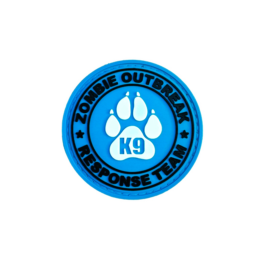 Zombie Outbreak K9 Response Team Blue Paw PVC Morale Patch With Hook Fastener Backing by kiloninerpets