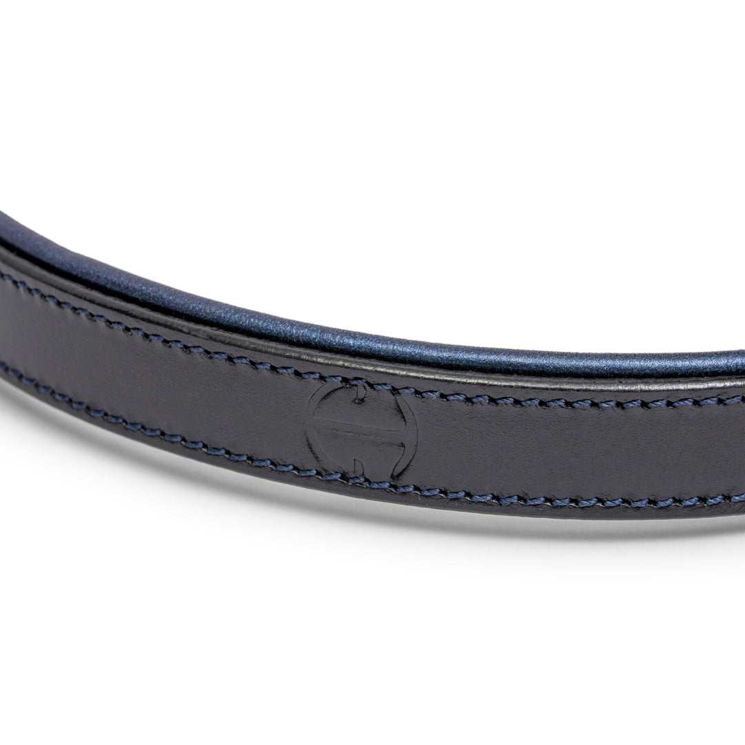 Halter Ego Revolution Blue Patent Leather Dog Leash, padded handle
