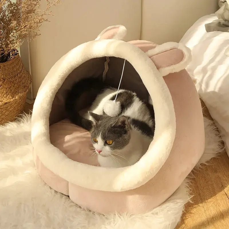 Deep Sleep Premium Foldable Washable Cat Cave Bed For All Pets With Secure Semi Closed Design For Anxiety Relief by Whisker House