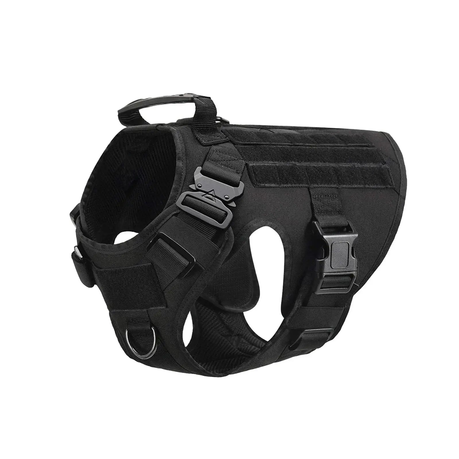 Ultimate Explorer Tactical Dog Harness Leash Set Heavy Duty Handle Training Hiking Control Medium Size Black by Fashioned Furbabies