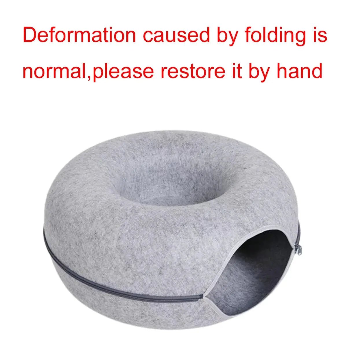 Whisker House Felt Donut Cat Bed Dual Purpose Cat Tunnel Bed And Hideout Modern Sleep Solution For Indoor Cats by Whisker House