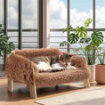 Load image into Gallery viewer, Raised Cat Sofa Plush Elevated Couch With Wooden Legs For Small Dogs by Cozy Kawaii
