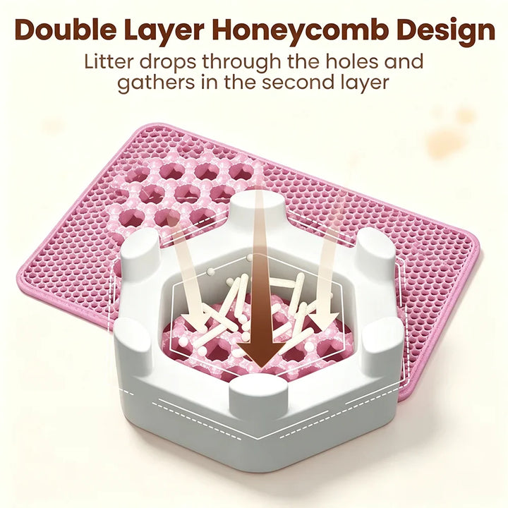 Honeycomb top layer and lower litter collection layer