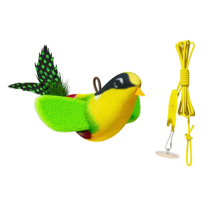 Green bird with hanging cord and hook