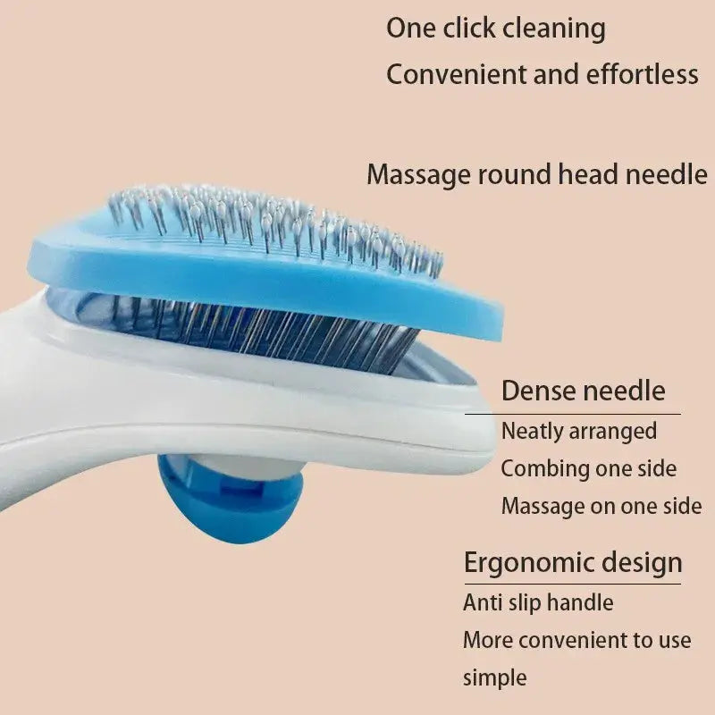 Whisker House Pet Dog Hair Brush & Cat Comb, blue deshedding grooming tool for dogs & cats